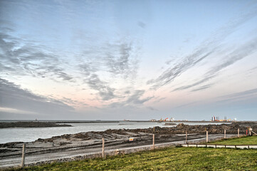 Fototapeta premium sunset over the river