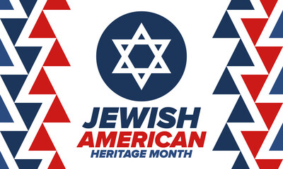 Jewish American Heritage Month. Celebrated annual in May. Jewish American contribution to the history United States. Star of David. Israel symbol. Poster, card, banner and background. Vector