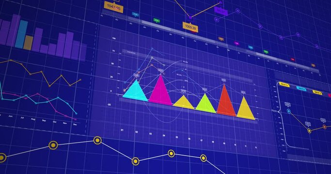 Stock Market Charts And Graphs. Animated Infographics. Business and Economy Related 3D Concept.