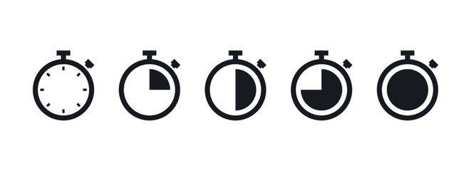 Countdown timer and stopwatch symbol flat vector illustration. - obrazy, fototapety, plakaty