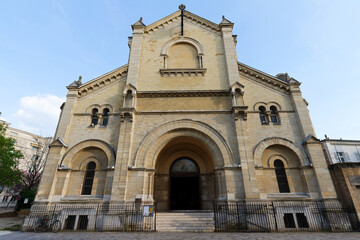 Nearby the Montparnasse Tower, in the district of Plaisance in 14th district of Paris , is one of the most unusual churches of Paris : Notre-Dame-du-Travail Church.