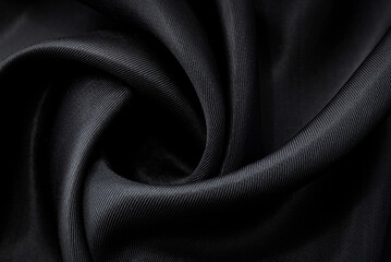 Part of the dark fabric texture of the fabric for the background and decoration of the work of art, a beautiful crumpled pattern of silk or linen. A crumpled piece of cloth - obrazy, fototapety, plakaty