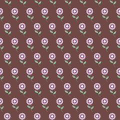 Seamless vector pattern with minimalistic floral pattern in Ditsy style. Stylish template for trendy prints. Botanical background for fabric, clothing, wallpaper, wrapping paper, stationery.