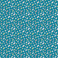 Seamless vector pattern with minimalistic floral pattern in Ditsy style on a blue background. Stylish template for trendy print