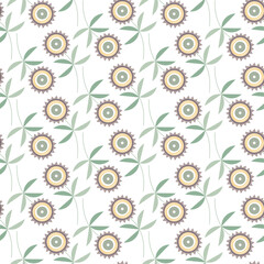 Seamless vector pattern with a minimalistic floral pattern of flowers in Ditsy style on a white background. Stylish template for trendy prints.