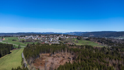Panorama-Lufbild des Kurortes Höchenschwand im Südschwarzwald, Schwarzwald, Deutschland