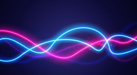 Abstract Colorful Neon Stripes On Dark Background