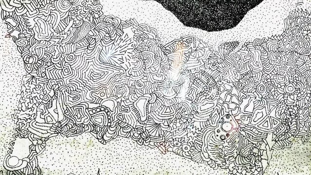 Drawings of mistic universe with symbols. 4k video. 