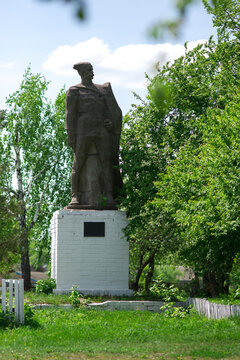 soviet monument to chapaev in the ukrainian village statue on a pedestal in a park