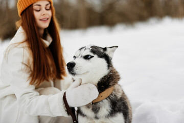 cheerful woman on the snow walk play rest Lifestyle