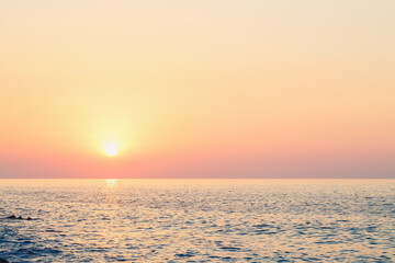 Beautiful sunset ocean horizon landscape. sunset horizon sea view. Sea sunset view. Selective focus