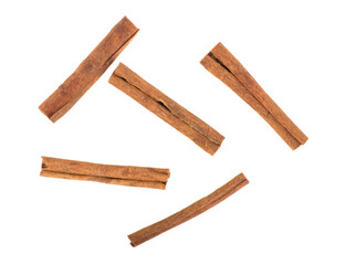 Cinnamon sticks isolated on white background.