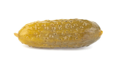 Marinated cucumber isolated on a white background. Gherkin. Salted cornichon.