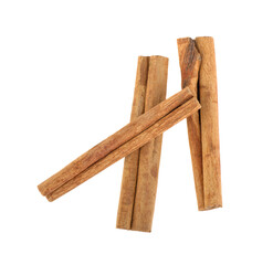 Cinnamon sticks isolated on white background.
