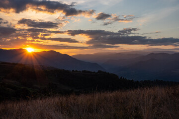Sunset Over Scenic Mountain Landscape