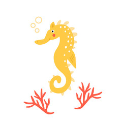 Vector illustration of a seahorse on white background.