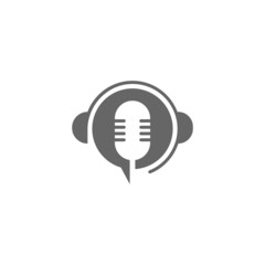 Microphone, mic icon logo design illustration