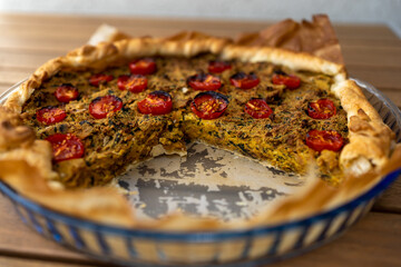 Vegan vegetable quiche with soy 