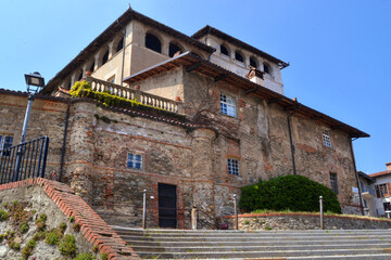 Fototapeta na wymiar Costigliole Saluzzo, Piedmont, Italy - The ancient castle named L'Castlòt