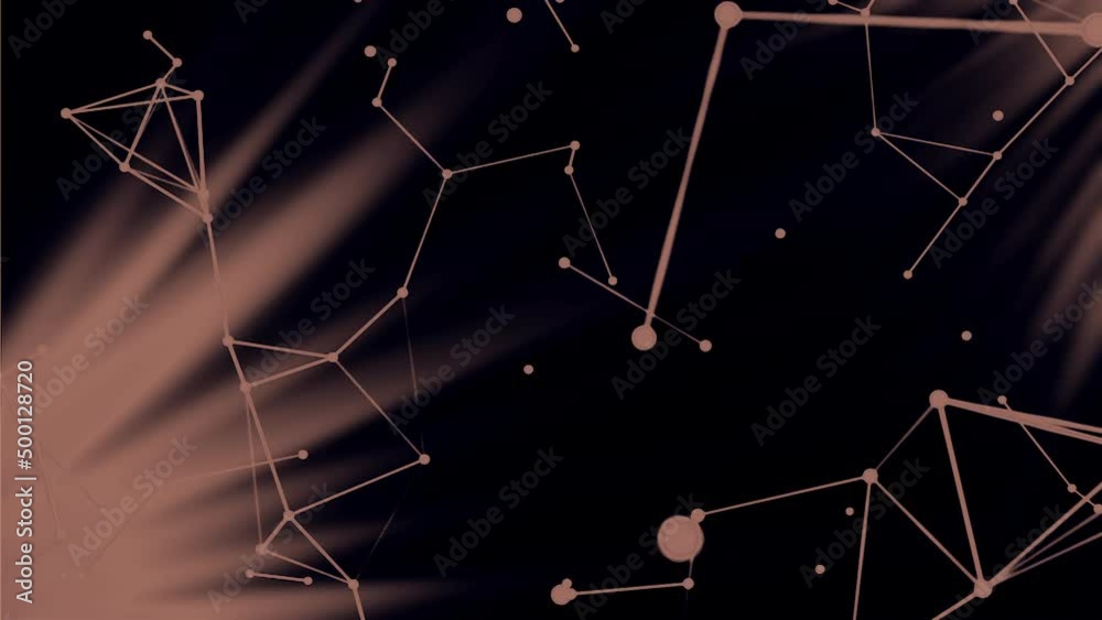 Poster moving molecular chains in computer. motion. 3d lines in plexuses move in computer space. geometric 