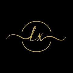Fototapeta na wymiar LX Initial Letter handwriting logo hand drawn template vector logo for beauty fashion and business