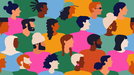 diverse, multicultural people tileable pattern