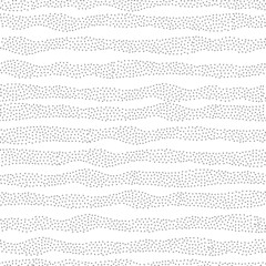 Vector seamless pattern with seeds in wavy lines shapes. Monochrome minimalistic repeatable background. - 500131173