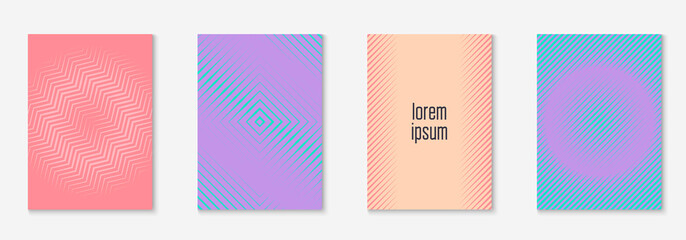 Fototapeta premium Line geometric elements on minimalist trendy cover template.