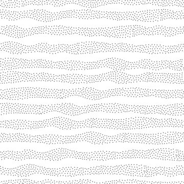 Vector seamless pattern with seeds in wavy lines shapes. Monochrome minimalistic repeatable background.