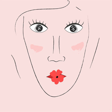 poppy flower face outlines