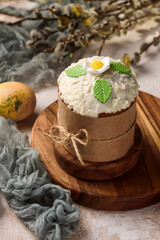 easter cake and eggs on the table