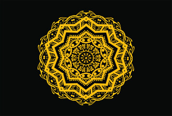 Mandala. Elemen dekoratif Vintage. Pola Oriental, ilustrasi vektor. Islam, Arab, India, Turki, Pakistan, Cina, motif Ottoman. celtic ornament on black