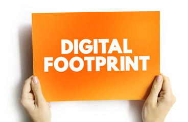 Digital footprint text quote on card, concept background
