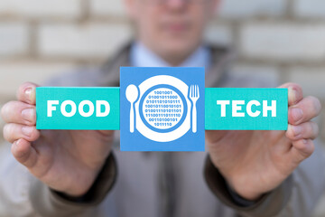 Concept of food technology. Food Tech Biotechnology Nutrition Science.