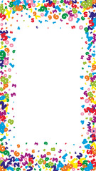 Falling bright numbers. Math study concept with flying digits. Bold back to school mathematics banner on white background. Falling numbers vector illustration.