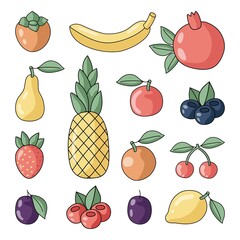 Fruits vector icons. Isolated on white background
