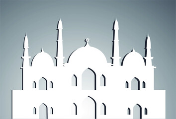 Islamic Line Mosque Vector Illustration On White Background. Modern Style Illustration. Vector illustration for use in banners, web, posters and e-business. silhouette of mosque