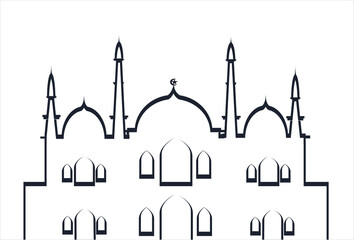 Islamic Line Mosque Vector Illustration On White Background. Modern Style Illustration. Vector illustration for use in banners, web, posters and e-business. mosque country