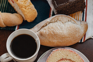 Bread with Coffee Pastries Borracho Chocolate Cake