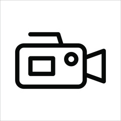 Video camera icon vector design with editable strokes, on white background, eps 10.