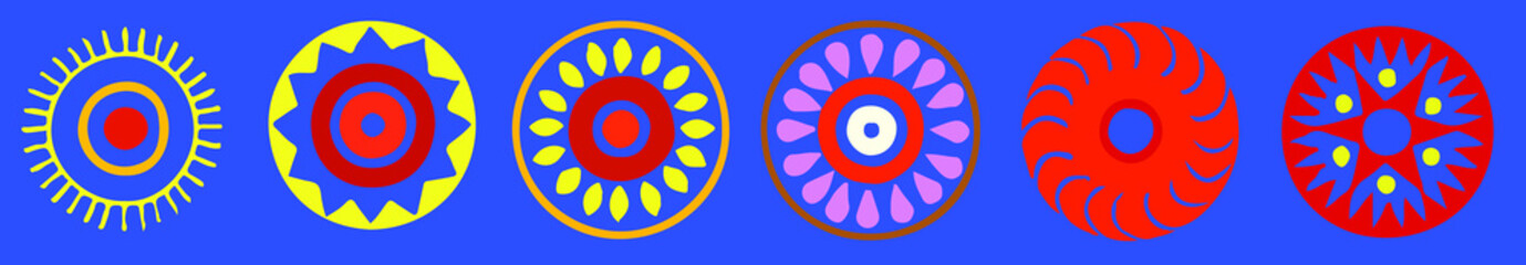 Petal circle decoration element on white isolated background. Circular sign. Vector illustration
