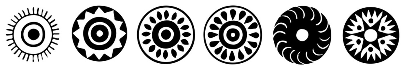 Petal circle decoration element on white isolated background.