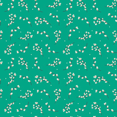 Willow seamless pattern. Willow twigs background. Vector illustration
