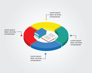 book for research or knowledge booster template for infographic for presentation for 4 element