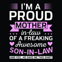 Fototapeta na wymiar Proud Mum Gift Mothers Day Awesome Mother In Law T-Shirt