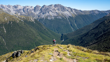 Fototapeta na wymiar Hiking in the mountains of New Zealand