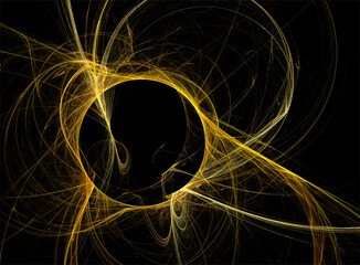 space illustration of a fantastic planet on a black background, fractal graphics, design, art