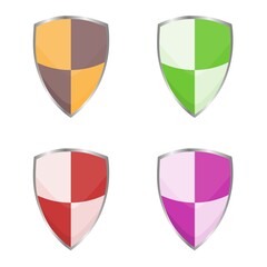 Vector illustration set of luxury  colorful shield with steel frame, luxury design element