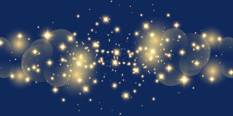 Vector sparkles on a transparent background. Christmas light effect. Sparkling magical dust particles.