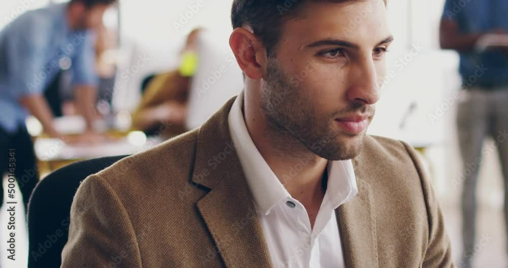 Poster dedication is a good quality to have in a worker. handsome focused young business man working hard o